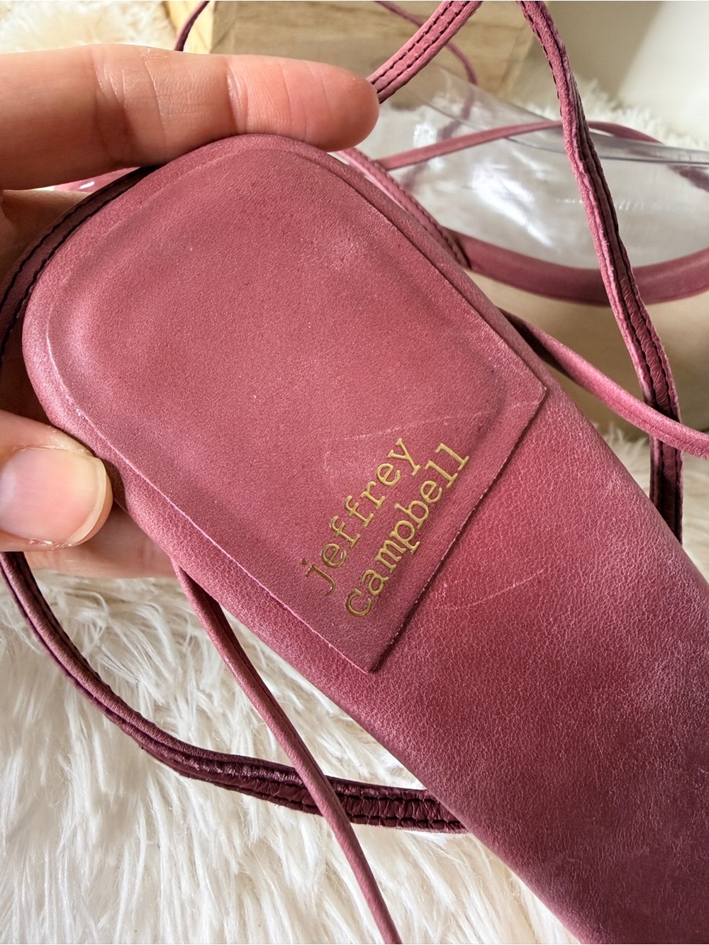 Jeffrey Campbell Leeda Ankle Strap Kitten Heel Leather Sandals Mauve Size 11 - Picture 6 of 9